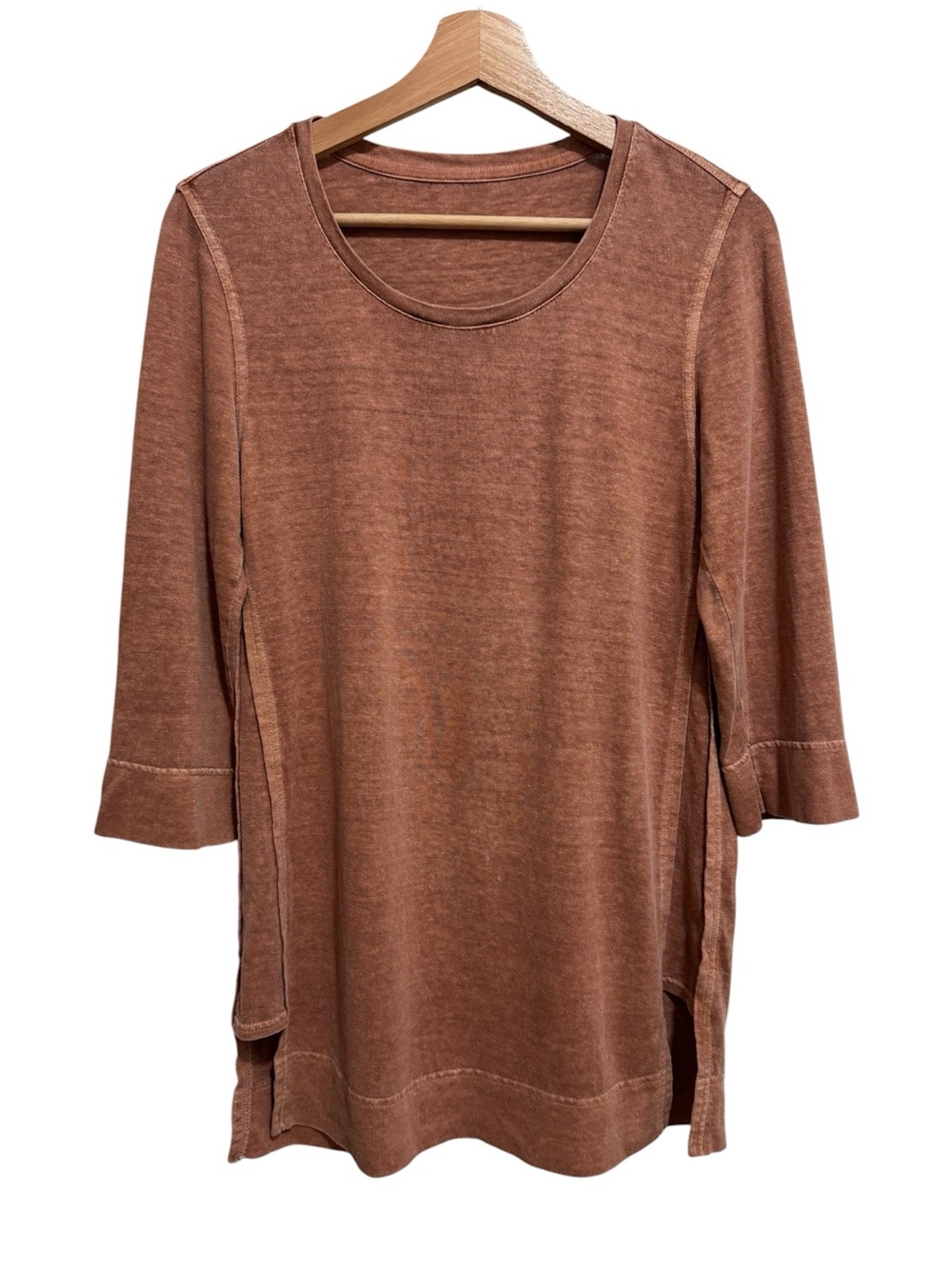 Poetry Hemp Organic Cotton Jersey Tunic Blouse Top Women Size 4 Brown Lagenlook